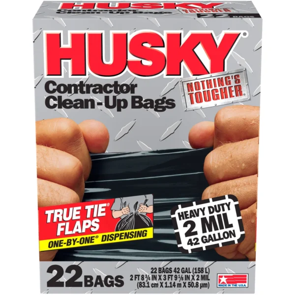 Husky Heavy Duty Contractor Black Bags, 42 Gallon, 22 Bags, 2 Mil (20% PCR) - Image 3